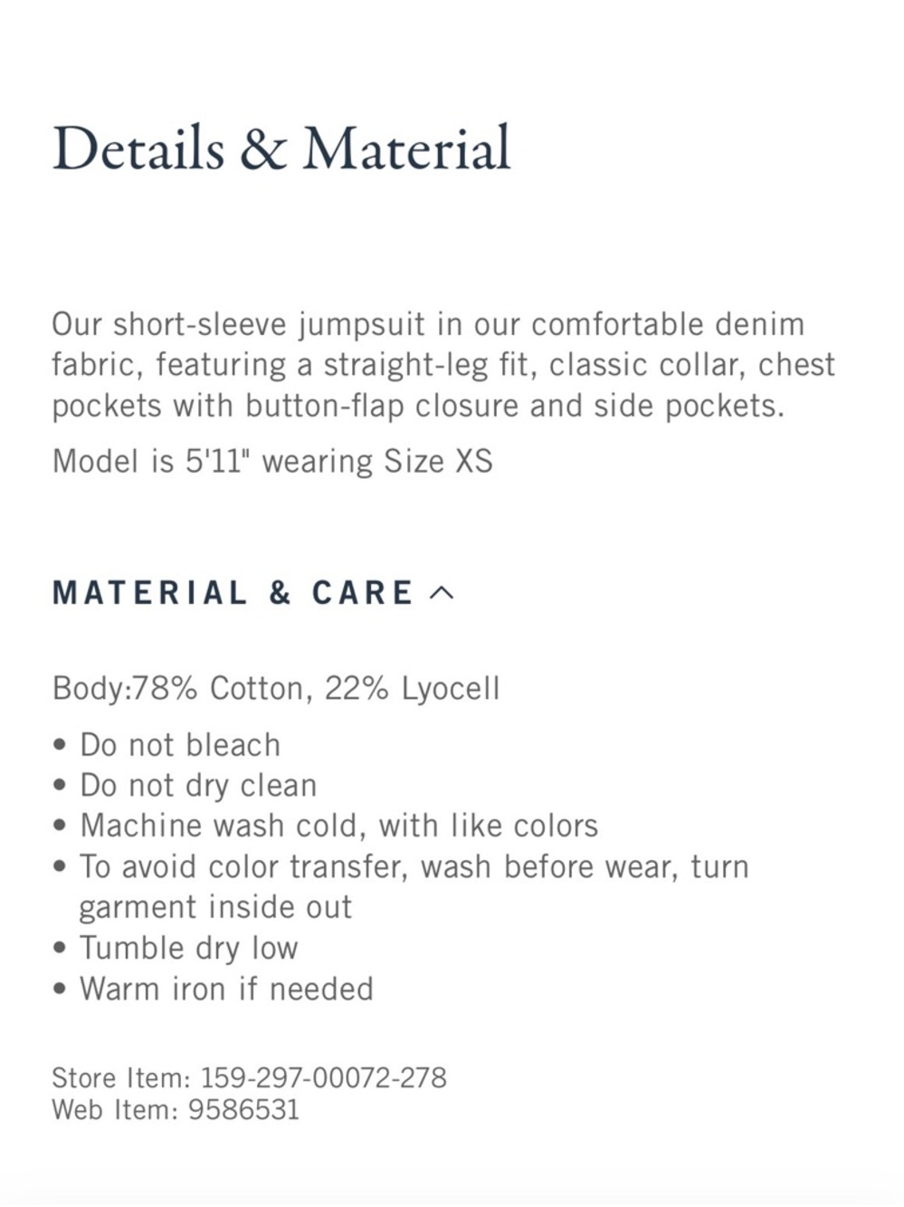 CLOSET CLEAN OUT Abercrombie & Fitch Light Blue Denim Short-Sleeve Jumpsuit - Picture 5 of 5